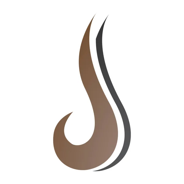 Beyaz Arkaplanda Kahverengi Siyah Kancalı Harf Simgesi — Stok fotoğraf