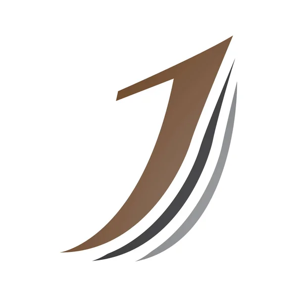 白色背景上的棕色和黑色层次结构字母J图标 — 图库照片