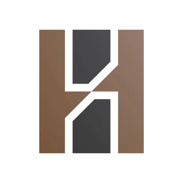 Braunes Und Schwarzes Buchstaben Symbol Mit Vertikalen Rechtecken Auf Weißem — Stockfoto