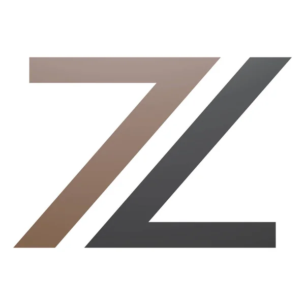 白色背景上的褐色和黑色7号形状字母Z图标 — 图库照片