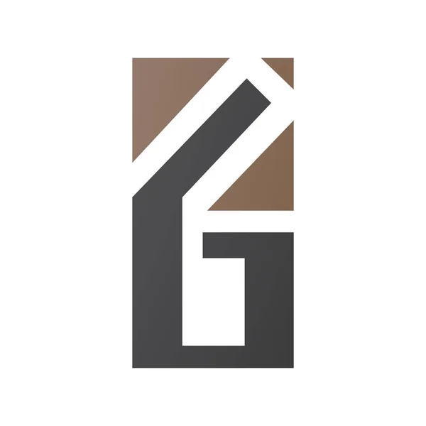 ブラウンとブラックの長方形の文字Gまたはホワイトバックグラウンドのナンバー6アイコン — ストック写真