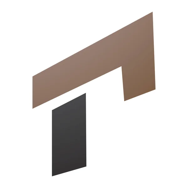 Brown Black Rectangular Letter Icon White Background — Stock Photo, Image