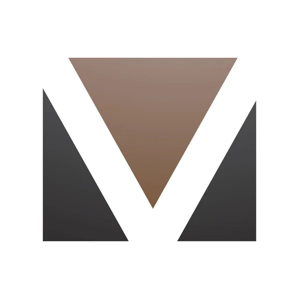 白色背景上的褐色和黑色矩形字母V图标 — 图库照片