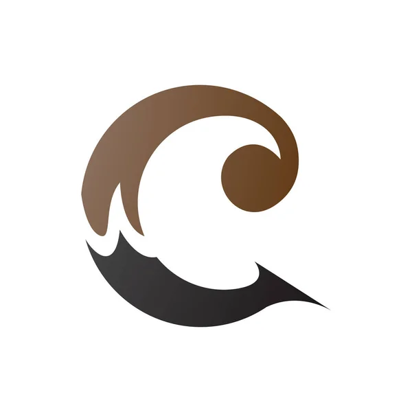 Beyaz Arkaplanda Kahverengi Siyah Yuvarlak Kıvırcık Harf Simgesi — Stok fotoğraf