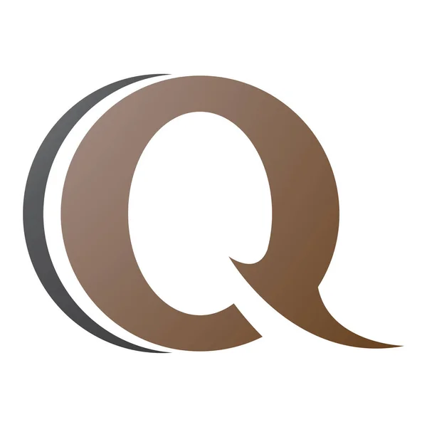 白色背景上的褐色和黑色尖尖圆形字母Q图标 — 图库照片
