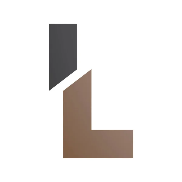 Brown Black Split Forma Lettera Icona Sfondo Bianco — Foto Stock