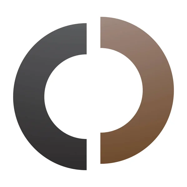 白色背景上的褐色和黑色分叉形字母O图标 — 图库照片