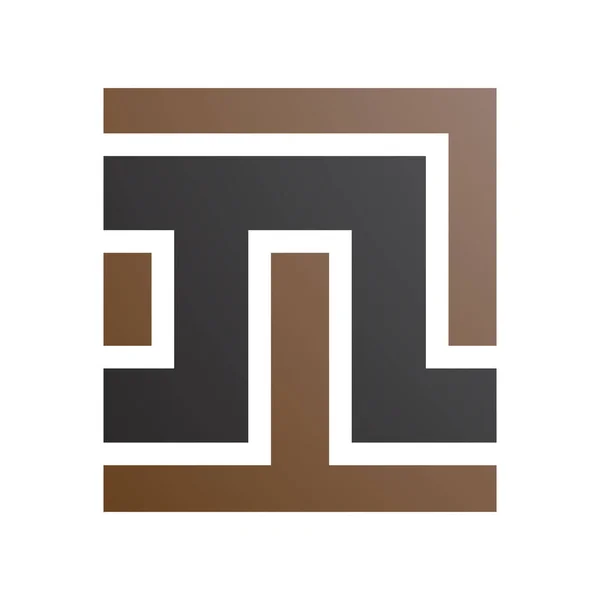 Brown Preto Quadrado Forma Letra Ícone Fundo Branco — Fotografia de Stock