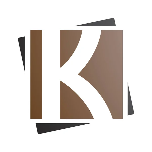 白色背景上的褐色和黑色正方形字母K图标 — 图库照片