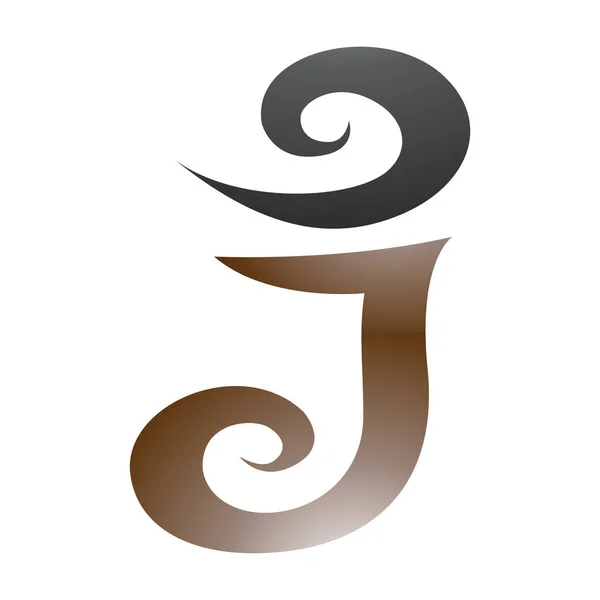 Braunes Und Schwarzes Wirbelförmiges Buchstaben Symbol Auf Weißem Hintergrund — Stockfoto