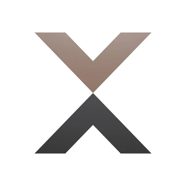 ブラウンとブラックV ホワイトバックグラウンドの文字Xアイコン — ストック写真