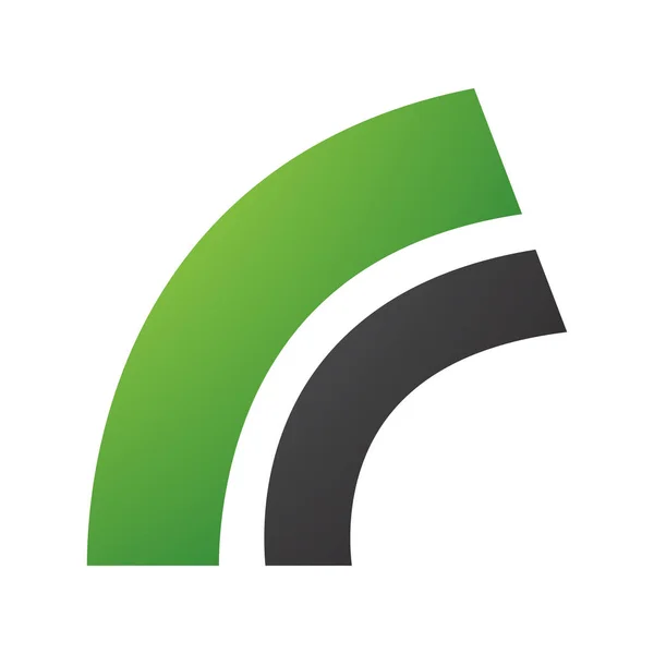 白い背景に緑と黒のアークの形をしたレターRアイコン — ストック写真