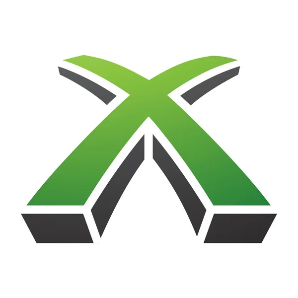 白い背景に緑と黒の3D形状のレターXアイコン — ストック写真