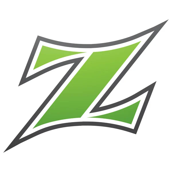 白色背景上的绿色和黑色弧形字母Z图标 — 图库照片