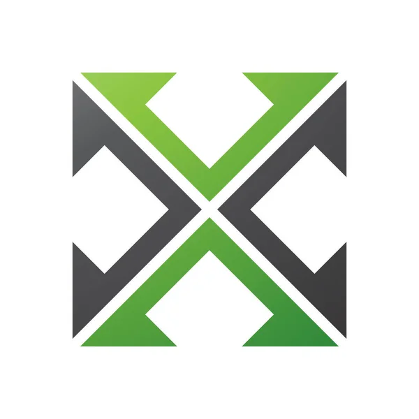 Groene Zwarte Pijl Vierkant Gevormde Letter Pictogram Een Witte Achtergrond — Stockfoto