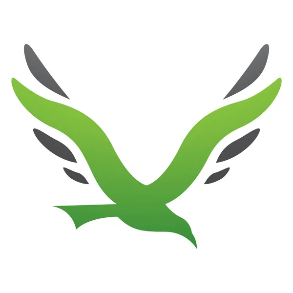 Πράσινο Και Μαύρο Πουλί Σχήμα Γράμμα Εικονίδιο Λευκό Φόντο — Φωτογραφία Αρχείου