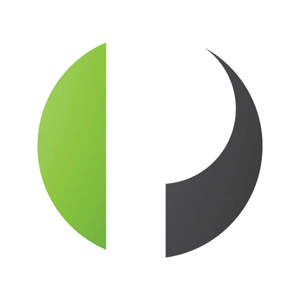 Beyaz Arkaplanda Yeşil Siyah Çember Harfli Simgesi — Stok fotoğraf