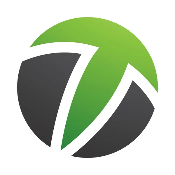 白い背景に緑と黒の円形の文字Tアイコン — ストック写真
