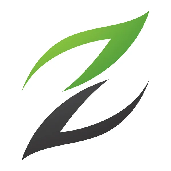 白色背景上的绿色和黑色火状字母Z图标 — 图库照片