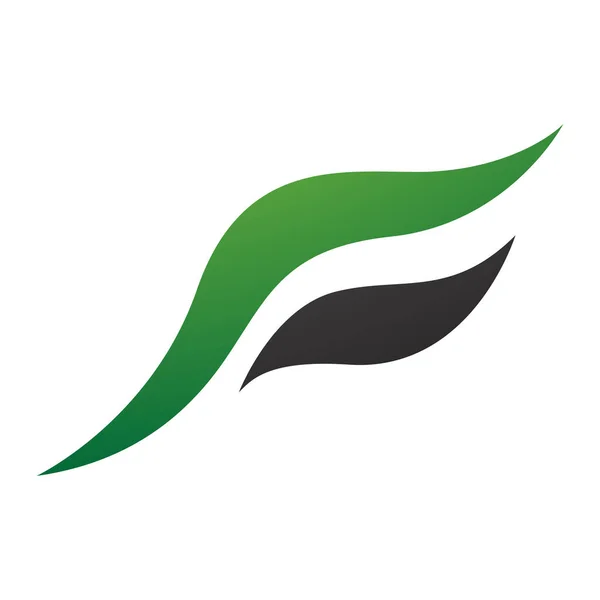 Πράσινο Και Μαύρο Flying Bird Σχήμα Γράμμα Εικόνα Λευκό Φόντο — Φωτογραφία Αρχείου