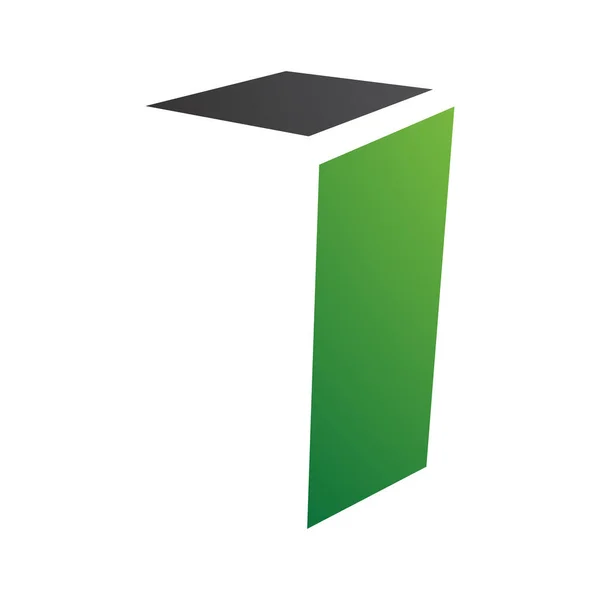 Green Black Folded Letter Icon White Background — Stock Photo, Image
