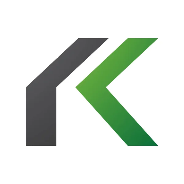 白色背景下的绿色和黑色折叠字母K图标 — 图库照片