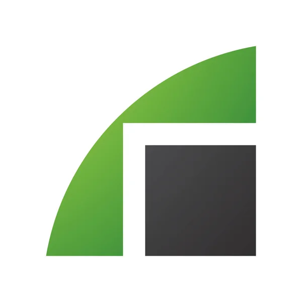 Zelené Černé Geometrické Písmeno Ikona Bílém Pozadí — Stock fotografie