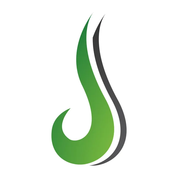Beyaz Arkaplanda Yeşil Siyah Kancalı Harf Simgesi — Stok fotoğraf