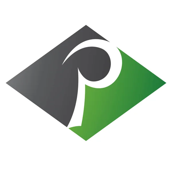 Green Black Horizontal Diamond Letter Icon White Background — Stock Photo, Image