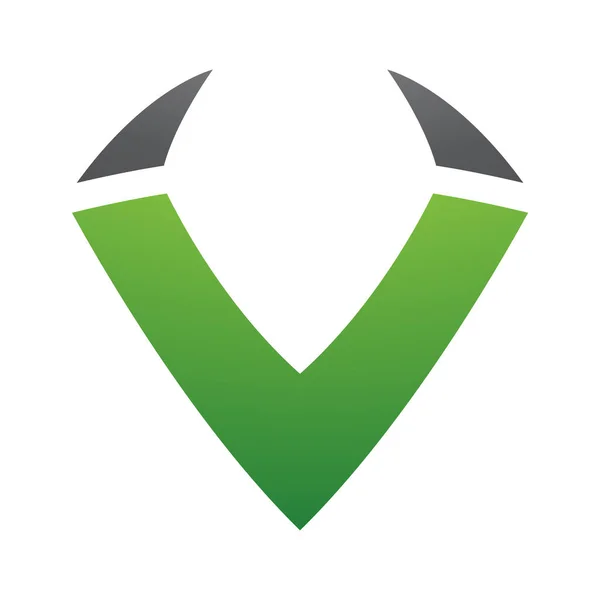 Grünes Und Schwarzes Horn Buchstabe Symbol Auf Weißem Hintergrund — Stockfoto
