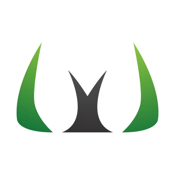 Groene Zwarte Hoornvormige Letter Icoon Een Witte Achtergrond — Stockfoto