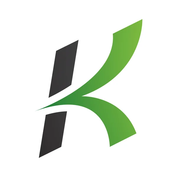 Grüner Und Schwarzer Kursiver Pfeilförmiger Buchstabe Auf Weißem Hintergrund — Stockfoto