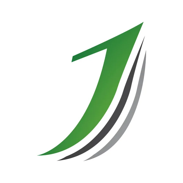 白色背景上的绿色和黑色图层字母J图标 — 图库照片