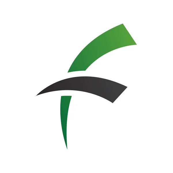 Zielona Czarna Ikona Okrągłymi Spiczastymi Liniami Białym Tle — Zdjęcie stockowe