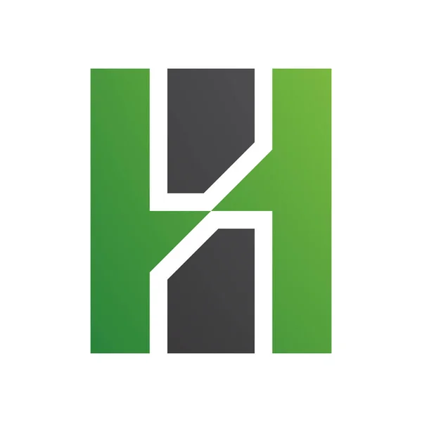Ícone Verde Preto Letra Com Retângulos Verticais Fundo Branco — Fotografia de Stock