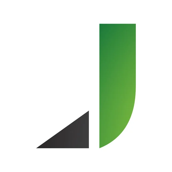 白い背景に三角形のヒントを持つ緑と黒の手紙Jアイコン — ストック写真