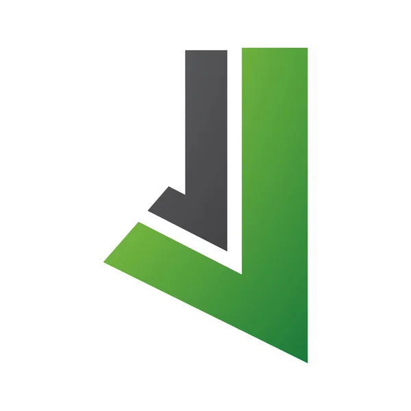 Groene Zwarte Letter Icoon Met Rechte Lijnen Een Witte Achtergrond — Stockfoto