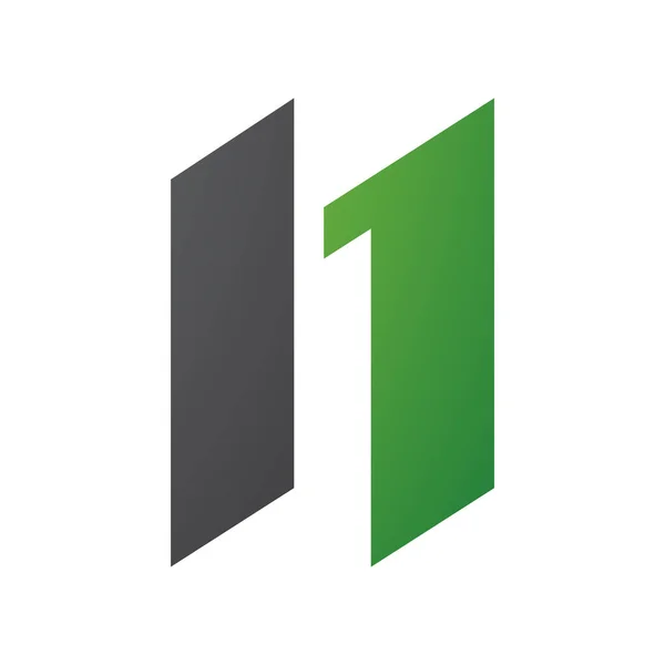 Green Black Letter Icon Parallelograms White Background — Stock Photo, Image