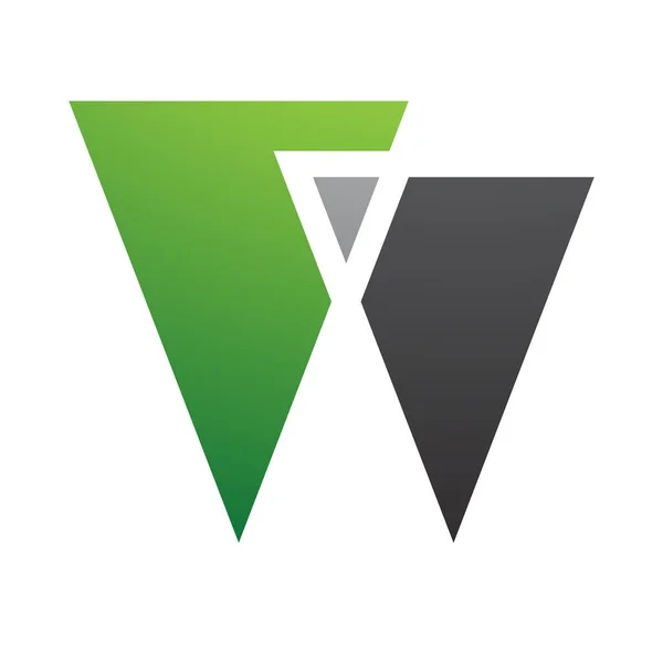 Grön Och Svart Bokstav Ikonen Med Trianglar Vit Bakgrund — Stockfoto