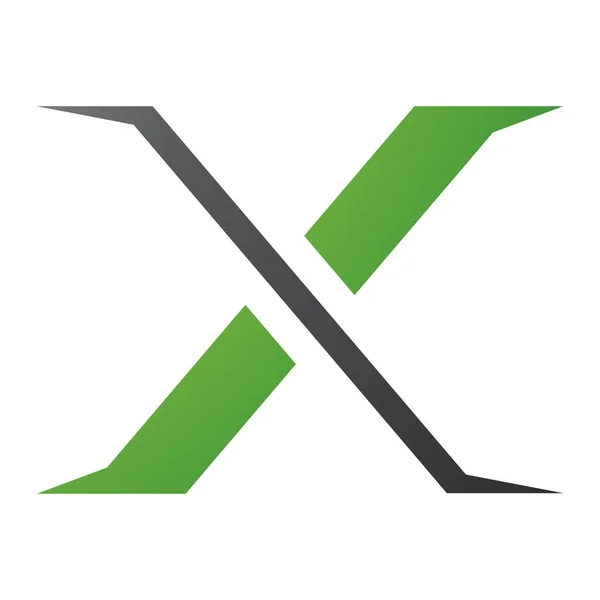 白い背景に緑と黒のポイントティップレターXアイコン — ストック写真