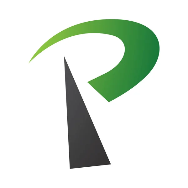 Groene Zwarte Radiotoren Gevormd Letter Pictogram Een Witte Achtergrond — Stockfoto