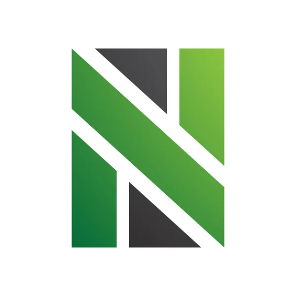 Verde Negro Rectángulo Forma Letra Icono Sobre Fondo Blanco — Foto de Stock