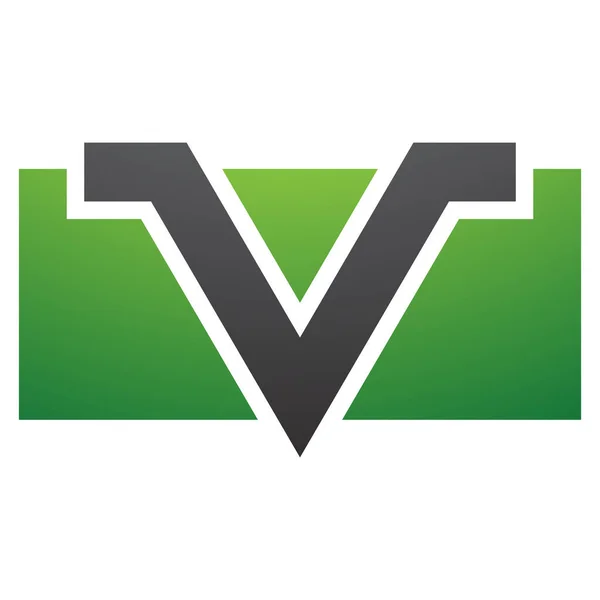 Grünes Und Schwarzes Rechteck Buchstabe Symbol Auf Weißem Hintergrund — Stockfoto
