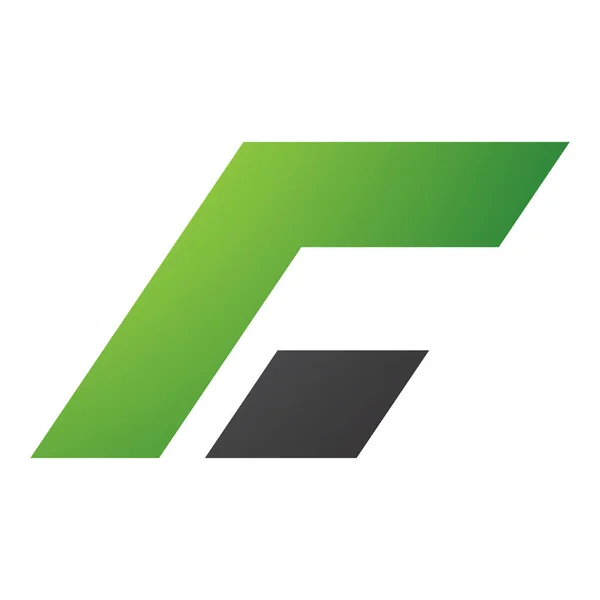 Grüner Und Schwarzer Rechteckiger Kursiver Buchstabe Auf Weißem Hintergrund — Stockfoto