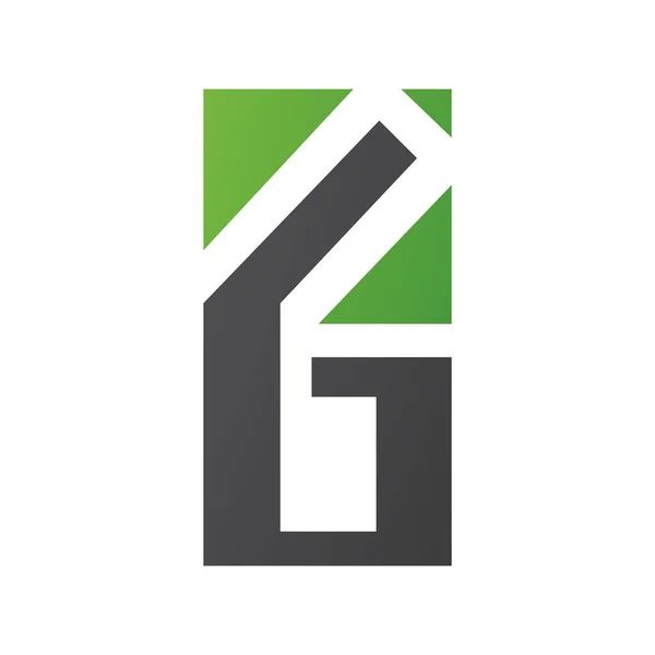 白い背景に緑と黒の長方形の文字Gまたは番号6アイコン — ストック写真