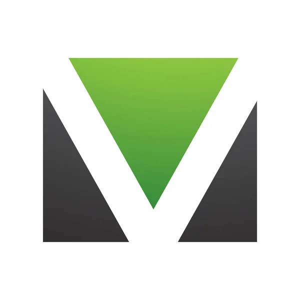 Grünes Und Schwarzes Rechteckiges Buchstabensymbol Auf Weißem Hintergrund — Stockfoto