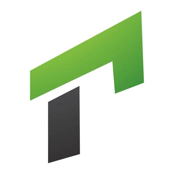 Green Black Rectangular Letter Icon White Background — Stock Photo, Image