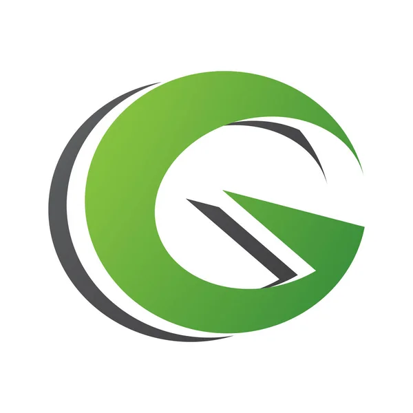 Grüne Und Schwarze Runde Geschichtete Buchstaben Symbol Auf Weißem Hintergrund — Stockfoto