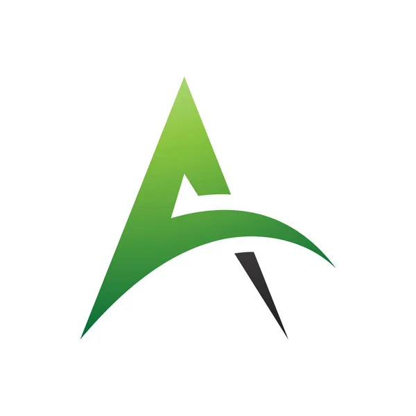 Arco Spiky Verde Preto Forma Letra Ícone Fundo Branco — Fotografia de Stock