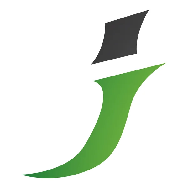 Zelené Černé Špičaté Kurzíva Písmeno Ikona Bílém Pozadí — Stock fotografie
